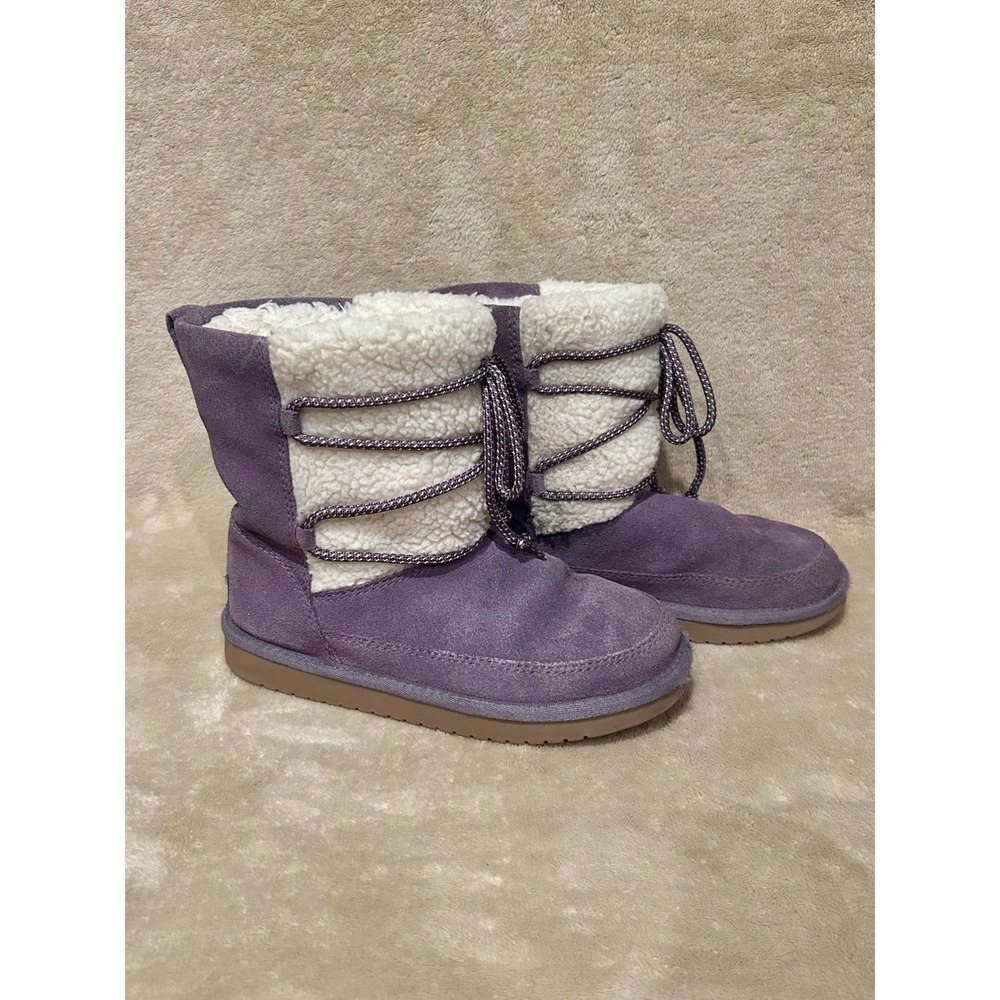 Koolaburra by UGG Girls 2 Michon Short Purple Suede Boots Sherpa Lined Winter